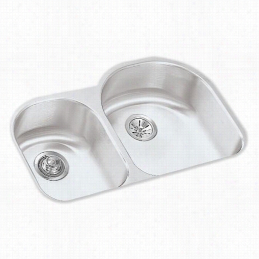 Elkay Eluh311910l Lustertone Deep Double Bowl Undermonut Sink Small Bowl On Left