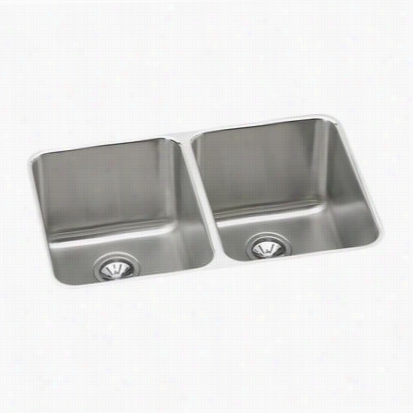 Elkay Eluh332010 Gourmet 31-1/4"" Undermount Double Bowl Stainless Steel Kitchen Sink