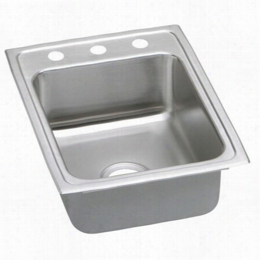 Elkay Lrad172 2503 Lustertone 4-7/8"" Top Mount Single Bowl 3 Hovel Stainless Steel Sink