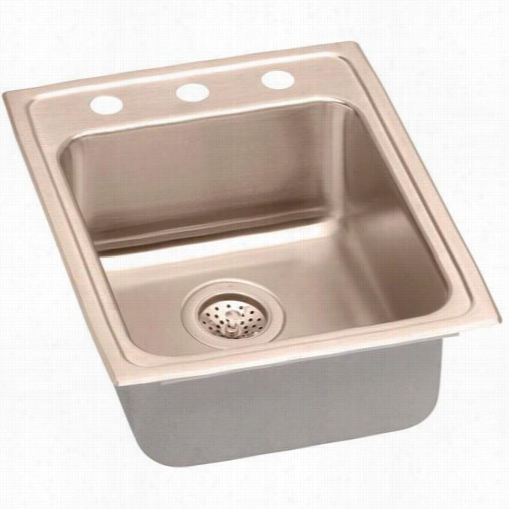 Elkay Lrad172625os4-cu Gourmet Lustertone Cuverro Antimicrobial Copper 17"" X 22"" X 6-1/2"" Single Bowl Top Mount Sink