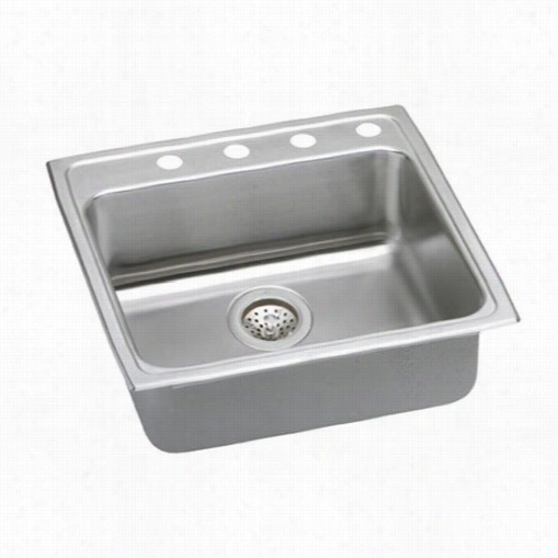 Elkay Lrad22265 Lustertone 22"" X 22"" Single Basin Kitfhen Sink With 6-1/2q&uot;" Bowl Depth