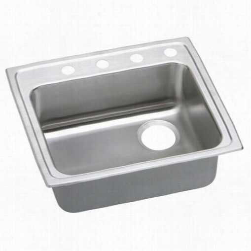 Elkay Lrad252155r4 Lustertone 25"" Top Munt Sibgle Bowl 4 Hole Right Drain Stainless Harden Sink