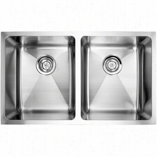 Fulid Udr 3219 Arc Undermount Kitchen Sin Kdouble Bowl Tight Radius Corner In Sstainless Steel