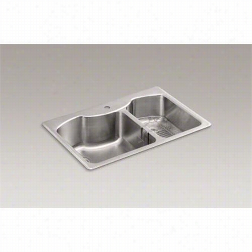 Kohler  K-3844--1na Octave Single Hole Top Mount Doubld Bowl Stainless Steel Kitchen Sink