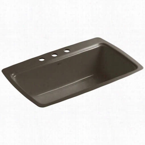 Kohler K-5864-3 Cape Dory Cast Iron 33&qout;" Tile-in Rectangular Kitchen Sink With 3 Cavity 8"" Widespreead Faucet Drilling