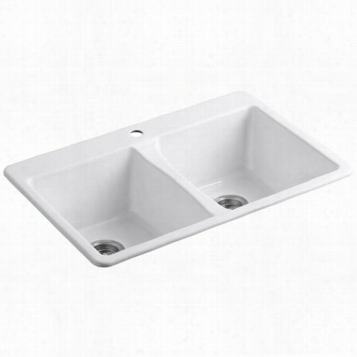 Kohler K-5873-1 Deerfield Single Hole Top Mount Double Bbow Lkitchen Sink With Choose Hole Drilling