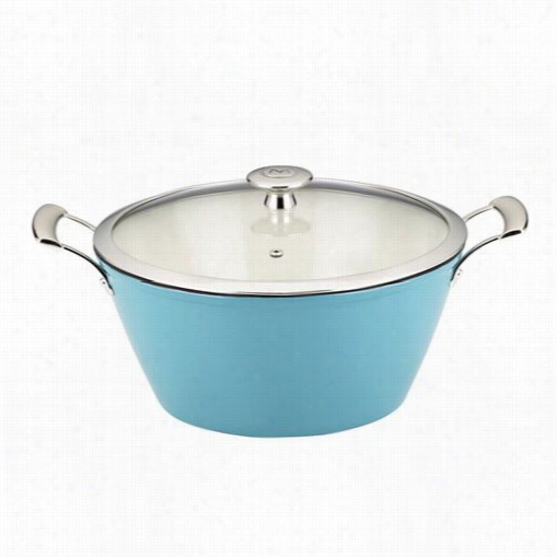 Mario Batali 826820 6  Quart Turquoise Enameled C Ast Iron Round Casserole With Liid