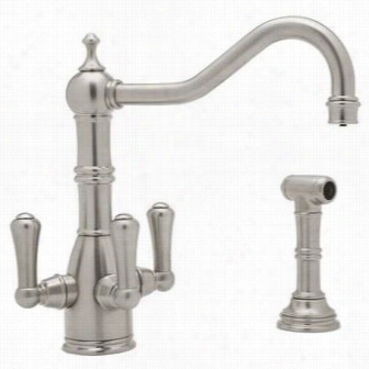 Rohl U.1575ls Traditional Triflow 3 Lever Kitchen Faucet With Sides Pray