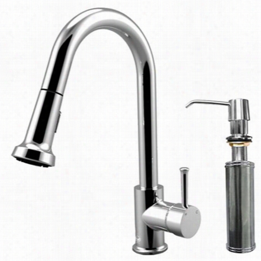 Vigo Vg02002chk2 15-1/8""h Pull Out Spray Kitchen Faucet In Chrome With Soap Dispenser