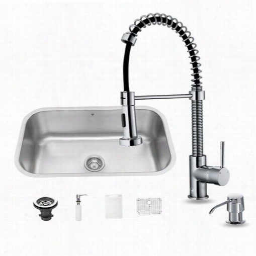 Vigo Vg15053 Undermount Stailness Steel Kiitchen Sink With Faucet, Grid, Strainer And Dipenser