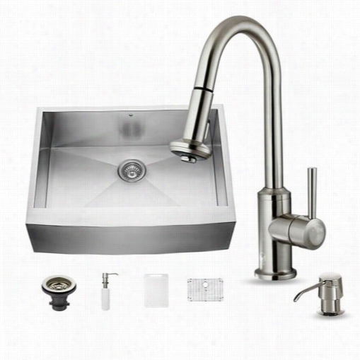 Vigo Vg15242 All In One 30&quo T;" Farmhouse Stainless Steel Kitchen Sink And Faucet Set