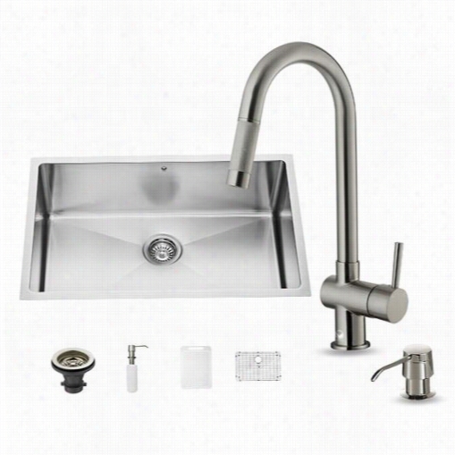 Vigo Vg15253 All In One 30"" Undermount Stailness Steel Kitchen Sink And Faucet Set