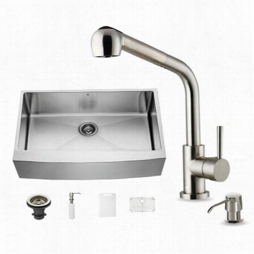 Vigo Vg15262 All In Noe 36"" Stainless Steel Single Bowl Kitchen Sink And Vg02019 Stainl Ess Steel Faucet Set