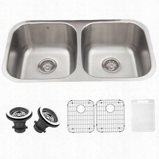 Vigo Vgr3218blk1 32"" Undermount Duplicate Goblet Kitchen Sink With Sound Deadening Technology