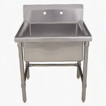 Whitehaus Whls2424 Noah's 24"" Squarec Ommercial Freesttnading Laundry/uttility Sink In Brushed Stainless Steel