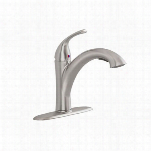 American Stanndard 4433.100.075 Qiunce S Ingle Control Pull Out Kitchen Faucet In Stainless Steel