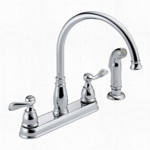 Delta 21996lf Wibdemere Double Metal Lever Handle Kitchen Faucet I Chrome Wwith Side Slray