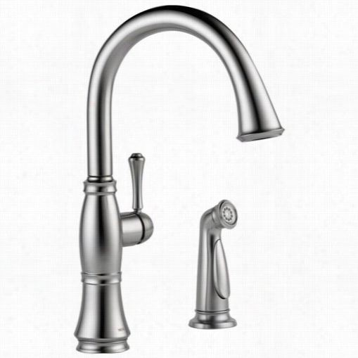 Delta 4297 Cassidy Hiyh Arch Kitchen Faucet With Diaond Seal Tecnhology And Side Spray