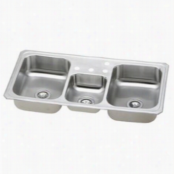 Elkay Cmr43220 Celebrity 43"" Top Munt Triple Bowl Stainless Steel Sink