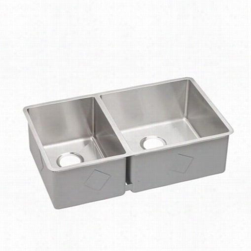 Elkay Ectru32179l Crosstown Double Bowl Undermoountk Itchen Sink In Polished Sain With Lft Small Bowl