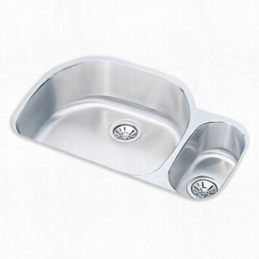 Elkay Eluh3212l0r Lusteertoone Deep Double Bowl Undermount Sinj Small Bowl On Right