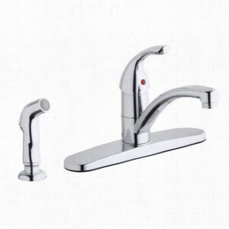 Elkay L1001cr Everydaay 3 Holes Kitchen Faucet In Chrome With  Escutcheon And Side Twig