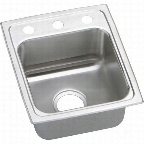 Elkay Lrad1316653 Lustertone 6-1/2"" Top Mount Single Bowl 3 Hole Stainless Stee Lsin