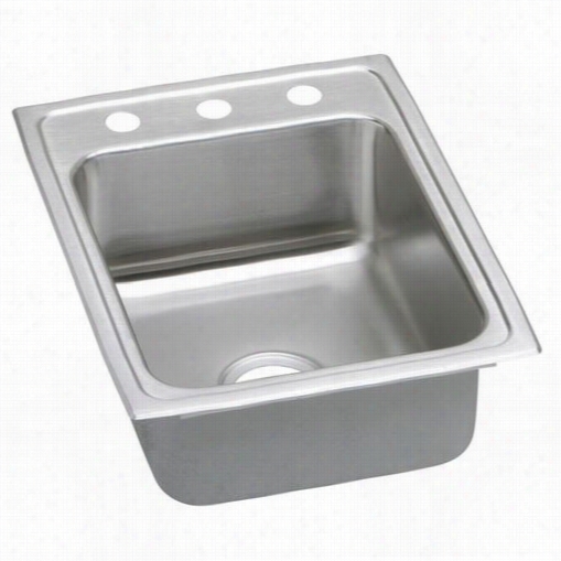 Elkay Lrad1722553 Lustertone 17&quto;" Top Mount Single Bowl 3 Hoe Stainless Steel Sink