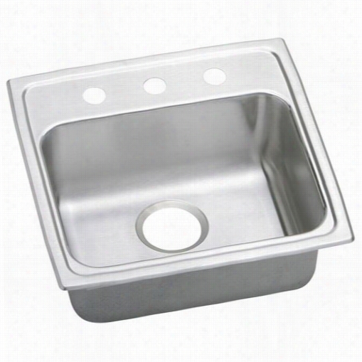 Elkay Lrad1919553 Lustertone 5-1/2"" Predominate Mount Singlle Bowl 3 Hole Stainless Steeel Sink