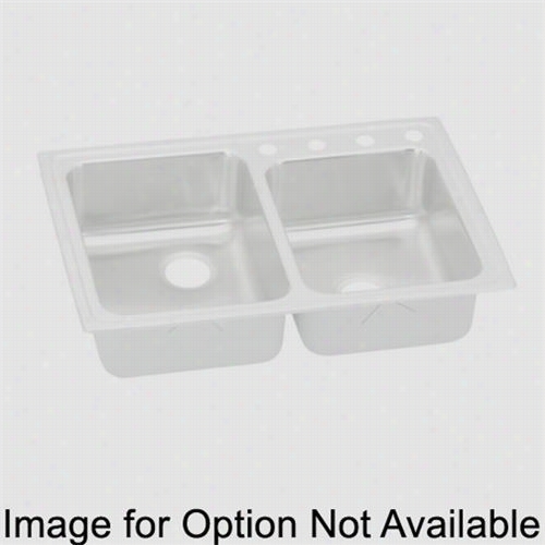 Elkay Lrad25065s2 Lustertone 6-1/2"" Tol Moun Double Bowl 2 Hole Stailness Steel Sink