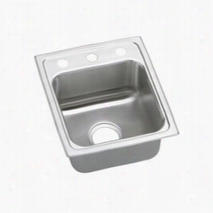 Elkay Lradq131665mr2  Lustetone 6-1/2"" Top Mount Single Bowl 2 Hole Middle/right Stainless Steel Sink