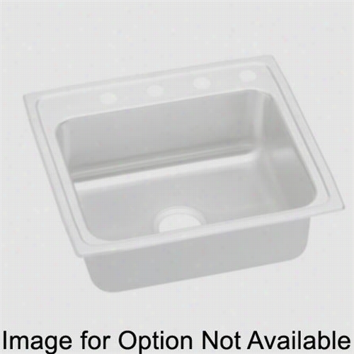 Elkay Lradq2219655 Lustertone6 -1/2"&" Top Mount Single Bowl 5 Hole Rear Drain Stainless Steel Sink