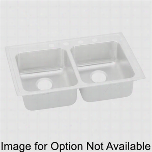 Elkay Lradq3319505 Lustertone &5quot;" Drop In Double Bowl 5 Hole Staijless Steel Sink