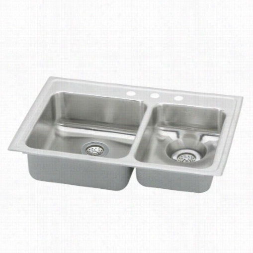 Elkay Lwr3332r Lustertone Single Bowl Wasteall Sink With Disposer Drain  On Rgiht Si De