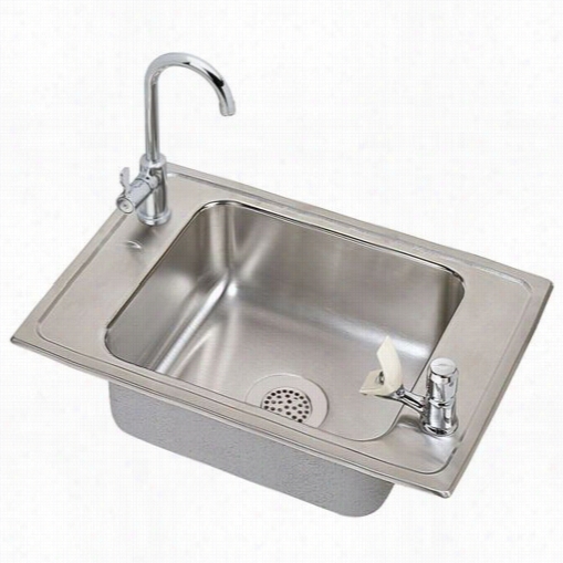 Elkay Psdkr2517vrc 20 Gauge Stainless Steel 25"" X 17"&uot; X 7-1/8&&quuot;" Single Bowl Top Munt Sink Kit