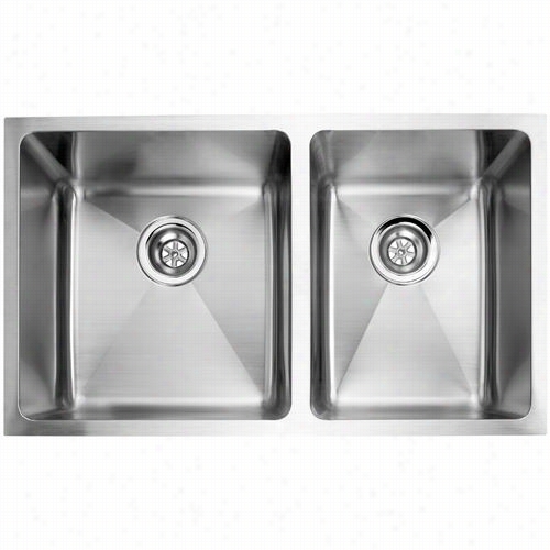 Fluid Udr3219l Arc Undermount Kitchen Dig Double Bowl Tight Radius Corner In Stainless Steel With Largger Left Bowl