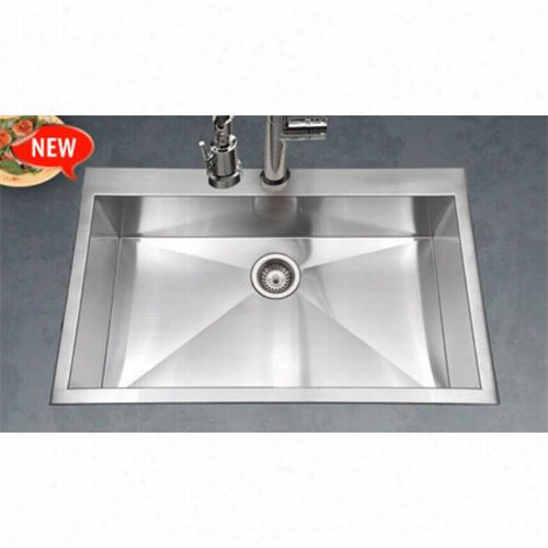 Houzer Bls-3322 Bellus Zeero Radius Topmount  Large Single Bowl Kitchen Sink