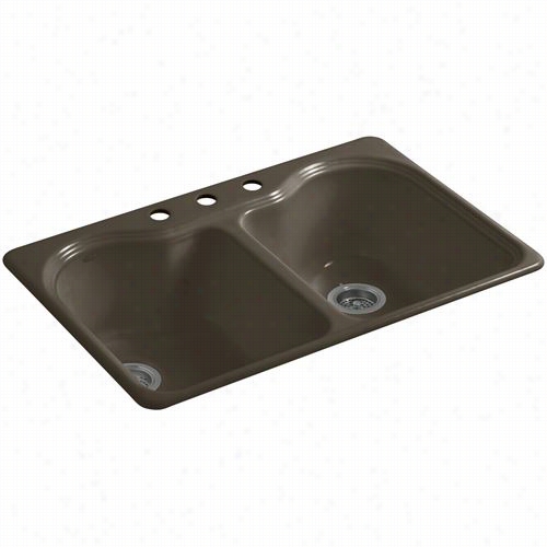 Kohler K-5818-3 Hartland 3 Hoole Selfr Imming Dobule Basin Kitchen Sink