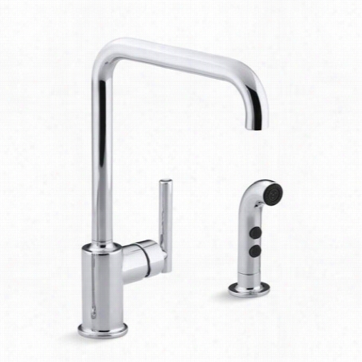 Kohler K-7508 Purist Si Ngle Handle Swing Spout Kitchen Fauce T  Withspray