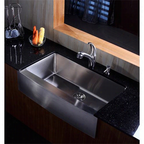 Kraus Khf200-36-kpf2110-sd20 36&quor;" Farmhouse Single Bowl Stainless Steel Kitch En Sink With Kitchen Faucet And Soap Dispens Er