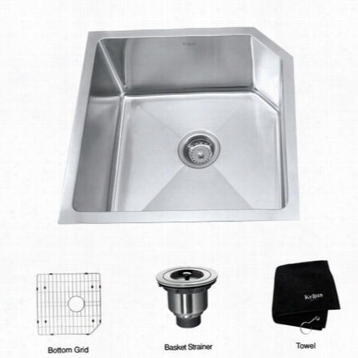 Kraus Khu121-23 23""u Ndermount Single Bowl 16 Gauge Stainless Steel Kitch En Sink