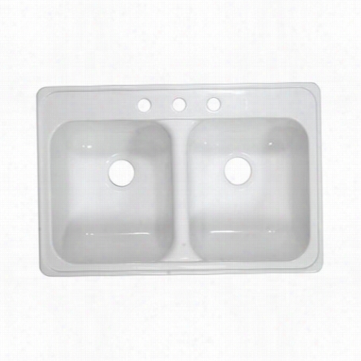 Lyons Industries Dks Deluxe 3 Hole Double Basin Acrylic Kitchen Sink