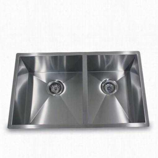 Nanttucket  Siks Zr3219-os-16  Pro Series 32"" 60/40 Offset Doubl Ebowl Undermount Zero Radius Stainless Steel Kitchen Sink