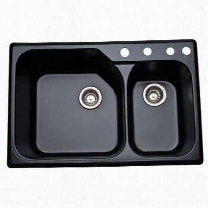 Rohl 6327-63 Alia Firelay Double Bowl 4 Hoe Kitchen Sink In Matte Bl Cak