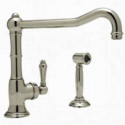 Rohl A3650-11lpwsstn-2 Country Iktchen Single Side Porcelain Lever K1tchen Faucet Wih Sidespray And Extended Spout Inn Satin  Nickel