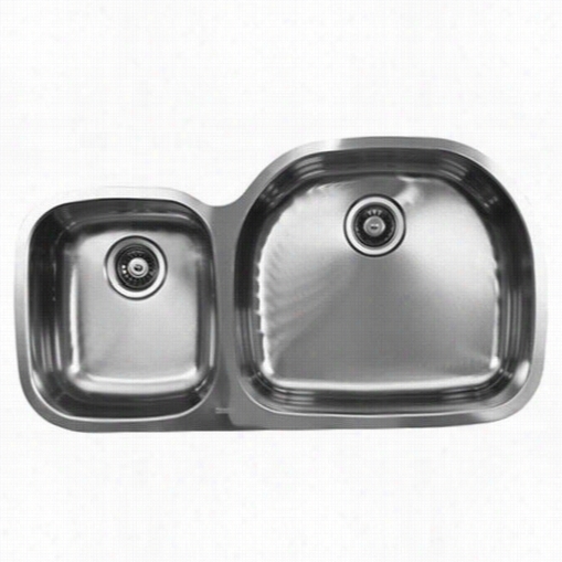 Ukinox D537.60.40.8r 35"" X 18"&quuot; X 8"" 60/40 Double Basin Stainlesss Teel Undermount Kitchen Sink