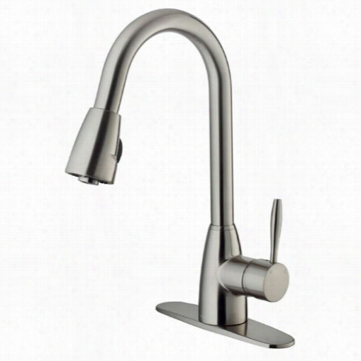 Vigo Vg022014stk1 16""h Pull Out Sprray Kitchen Faucet In Spotless Steel Upon Deck Plate