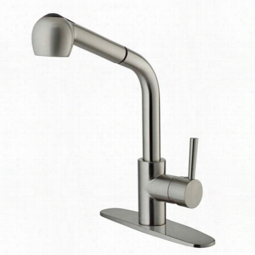 Vigo Vg02019stk1 13-3/4""h Pull Out Psray Kitchen Faucet In Stainless Steel With Deck Plate