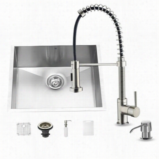 Vigo Vg15075 Undermount Stanless Steel Kitchen Sink With Faucet, Grid, Strainer And Dispenser