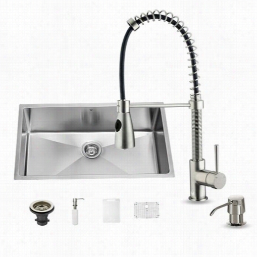 Vigo Vg15163 All In One 322&uqot;" Undermount Stainless Steel Kitchen Sink And Faucet Set